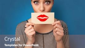  Presentation with lips mouth - Colorful slides enhanced with person-smiling-with-a-card backdrop and a coral colored foreground