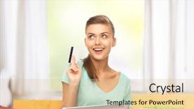  Presentation with woman pushing shopping trolley - Audience pleasing PPT layouts consisting of person spending money - internet shopping - woman backdrop and a lemonade colored foreground