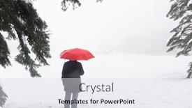  Presentation with frozen - Beautiful PPT theme featuring person-stands-next-to-frozen backdrop and a white colored foreground