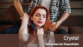  Presentation with domestic violence - Presentation theme having person strangles woman domestic violence background and a  colored foreground