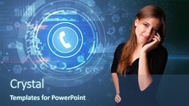  Presentation with conference phone calls - Amazing presentation theme having person talking on the phone backdrop and a  colored foreground