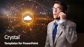  Presentation with cloud technology - Theme featuring person talking on the phone background and a wine colored foreground