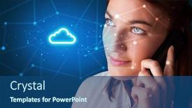  Presentation with blue and yellow phone - Slide set consisting of person-talking-on-the-phone background and a ocean colored foreground