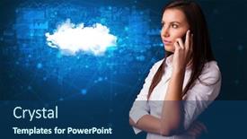  Presentation with cloud technology - Theme enhanced with person-talking-on-the-phone background and a ocean colored foreground