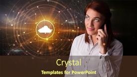  Presentation with cloud technology - Beautiful theme featuring person-talking-on-the-phone backdrop and a tawny brown colored foreground