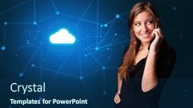  Presentation with cloud technology - PPT theme with person-talking-on-the-phone background and a ocean colored foreground
