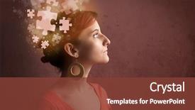  Presentation with thinking - Presentation theme having person thinking with glowing puzzle background and a tawny brown colored foreground