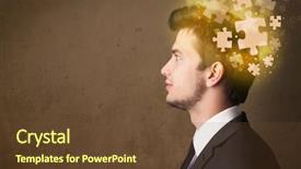  Presentation with psychology mind - Beautiful theme featuring thinking with glowing puzzle mind backdrop and a tawny brown colored foreground