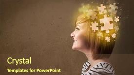  Presentation with thinking brain - Amazing slides having person thinking with glowing puzzle backdrop and a tawny brown colored foreground