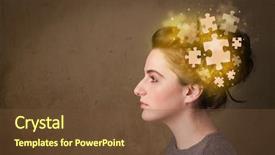  Presentation with thinking brain - Presentation design enhanced with person thinking with glowing puzzle background and a tawny brown colored foreground