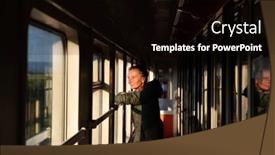  Presentation with train - PPT theme consisting of person-travelling-by-train-slow background and a black colored foreground