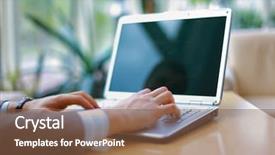  Presentation with email - Colorful PPT theme enhanced with person typing on a modern backdrop and a tawny brown colored foreground