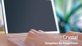  Presentation with email - Slide set featuring person typing on a modern background and a coral colored foreground