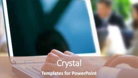  Presentation with modern - Slides with person typing on a modern background and a coral colored foreground