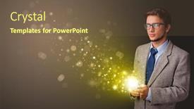  Presentation with sparkling - Colorful PPT layouts enhanced with person-using-phone-with-gold backdrop and a tawny brown colored foreground