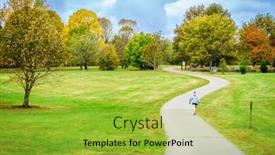  Presentation with walking trail - Slide set with person-walking-on-the-trail background and a yellow colored foreground