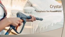  Presentation with car wash - Presentation theme having person wash off the foam background and a lemonade colored foreground