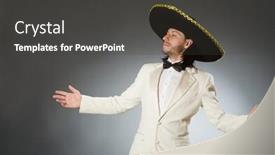  Presentation with hat - PPT layouts with person wearing sombrero hat in funny concept background and a dark gray colored foreground