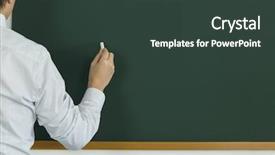  Presentation with blackboard - Theme enhanced with person who is going to write something on the blackboard with chalk background and a tawny brown colored foreground