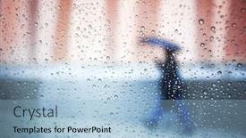  Presentation with umbrella - PPT theme with person-with-an-umbrella-walking background and a light blue colored foreground