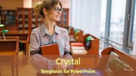  Presentation with library - Presentation having person with books in library background and a red colored foreground