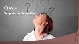  Presentation with question marks - Amazing presentation theme having person with question marks around face backdrop and a gray colored foreground
