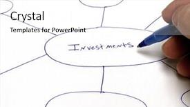  Presentation with future plan - Colorful presentation theme enhanced with person writing a graph or plan for future investments finances backdrop and a white colored foreground