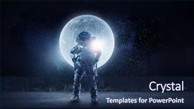  Presentation with astronaut - Audience pleasing presentation theme consisting of personages - astronaut on his mission mixed backdrop and a  colored foreground