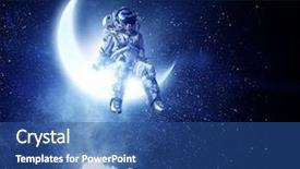  Presentation with astronaut - Slides with personages - astronaut sit on crescent moon background and a ocean colored foreground