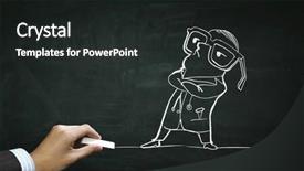  Presentation with media image - Colorful slides enhanced with personages - cartoon image of business personage backdrop and a dark gray colored foreground