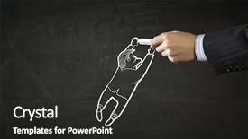  Presentation with media image - Beautiful slide deck featuring personages - cartoon image of business personage backdrop and a dark gray colored foreground