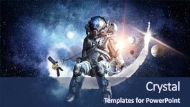  Presentation with astronaut - Audience pleasing slide deck consisting of personages - space fantasy image with astronaut backdrop and a ocean colored foreground