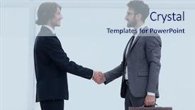  Presentation with german shepherd two young puppys - Presentation design enhanced with personages - two young businessmen greet background and a  colored foreground