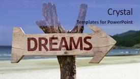  Presentation with dreams - Beautiful presentation featuring personal action plan - dreams wooden sign backdrop and a teal colored foreground