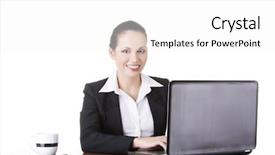  Presentation with success - Amazing slide set having personal assistant - beautiful success businesswoman at work backdrop and a  colored foreground