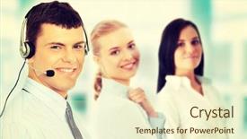  Presentation with customer service reporting - Beautiful presentation design featuring personal assistant - charming customer service representative backdrop and a cream colored foreground