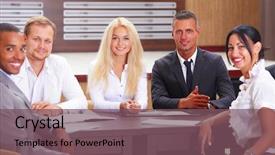  Presentation with diverse business people - Presentation theme having personal assistant - diverse group of business people background and a violet colored foreground