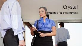  Presentation with smart - PPT theme with personal assistant - low angle view of smart background and a  colored foreground