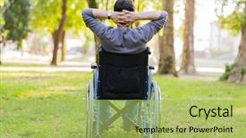  Presentation with relaxing - Audience pleasing slide deck consisting of personal assistant - man on a wheelchair relaxing backdrop and a yellow colored foreground
