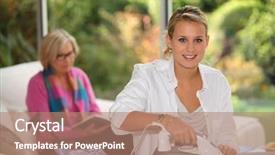  Presentation with older woman - Audience pleasing theme consisting of personal assistant - portrait of a young girl backdrop and a coral colored foreground
