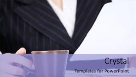  Presentation with tea coffee - Presentation consisting of personal assistant - working business woman with documents background and a  colored foreground