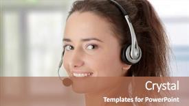  Presentation with personal - Beautiful slide deck featuring personal assistant - young woman - call center backdrop and a coral colored foreground