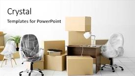  Presentation with personal belongings - PPT theme featuring personal belongings in empty office background and a white colored foreground