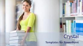  Presentation with university library - Presentation theme with personal best - cute female university highschool student background and a lemonade colored foreground