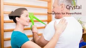  Presentation with elderly patient nurse cares - Colorful presentation theme enhanced with personal best - elderly patient doing shoulder workout backdrop and a lemonade colored foreground