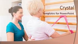  Presentation with therapeutic - Amazing PPT theme having personal best - senior patient doing therapeutic rehabilitation backdrop and a lemonade colored foreground