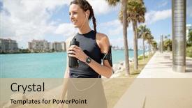 Presentation with standing strong - Presentation theme featuring personal best - strong attractive woman standing outdoors background and a coral colored foreground