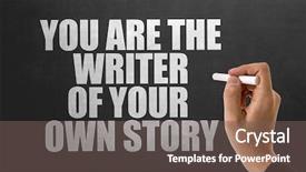  Presentation with story - Cool new presentation theme with personal best - you are the writer backdrop and a gray colored foreground
