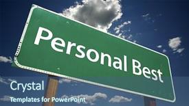  Presentation with personal - Audience pleasing presentation theme consisting of personal best road sign backdrop and a ocean colored foreground