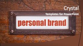  Presentation with personal - Beautiful presentation design featuring personal brand tag - file cabinet backdrop and a tawny brown colored foreground